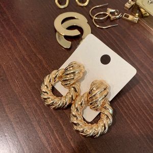 Gold rope chain earrings - contemporary earrings